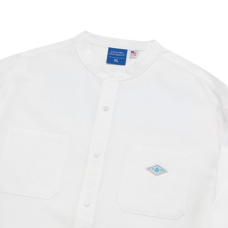 1754 CROWN OVERFIT OXFORD HENLY NECK SHIRTS 화이트