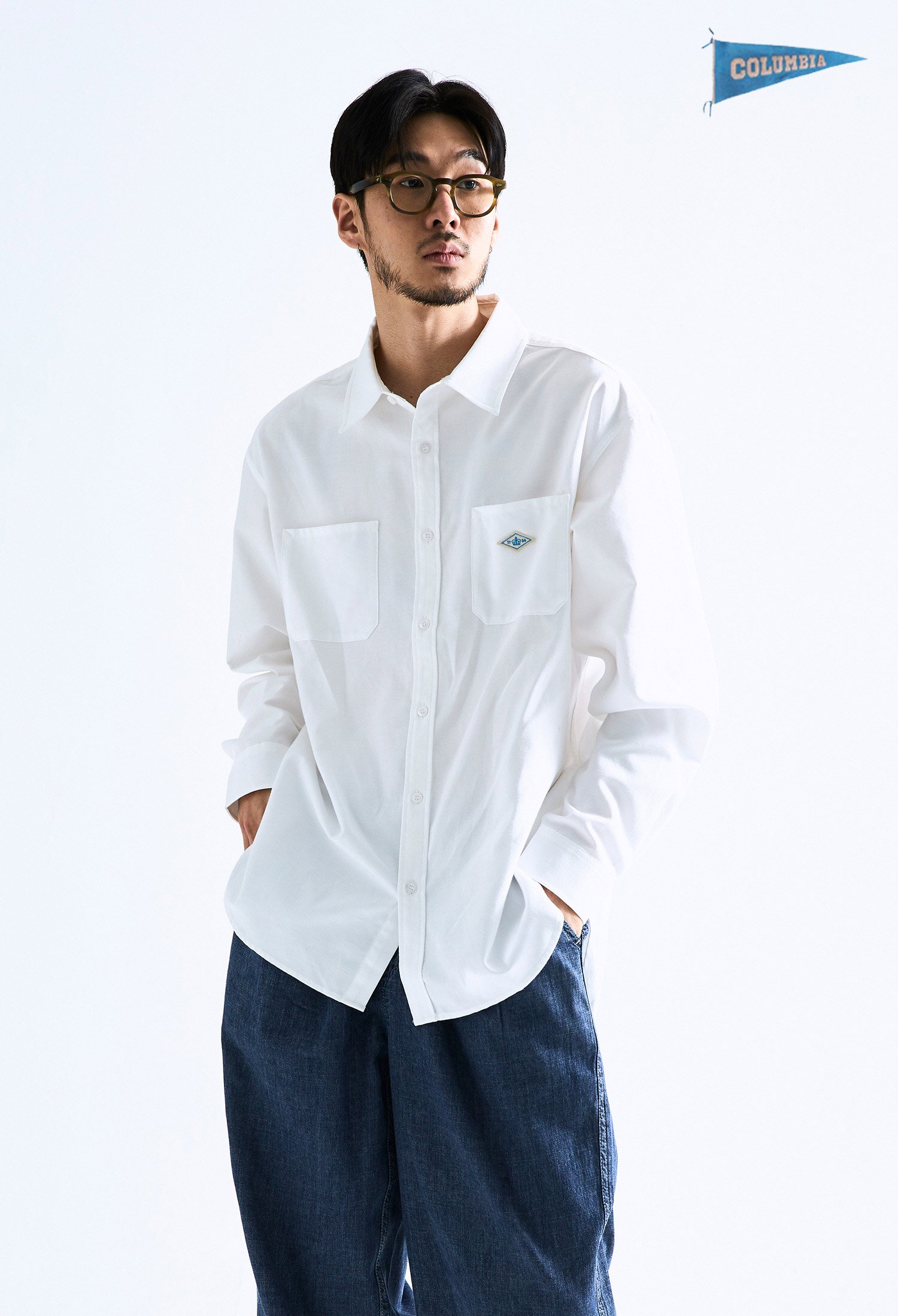 1754 CROWN OVERFIT OXFORD REGULAR COLLAR SHIRTS 화이트