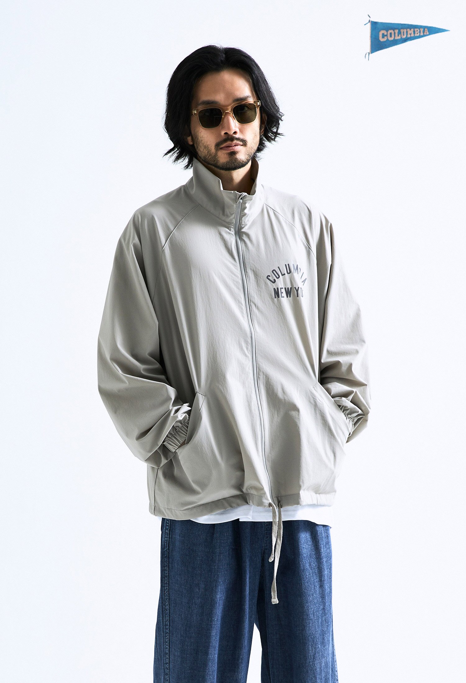 CU NY OVERFIT NYLON ZIP-UP JACKET 웜그레이