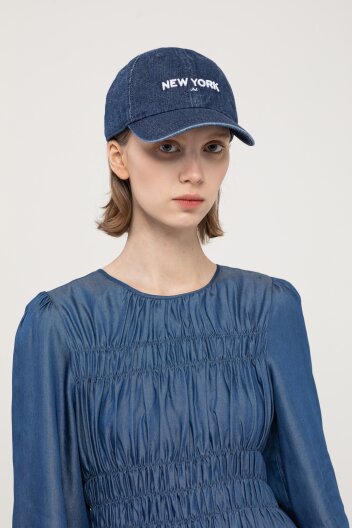 Denim signature logo ball cap - Blue