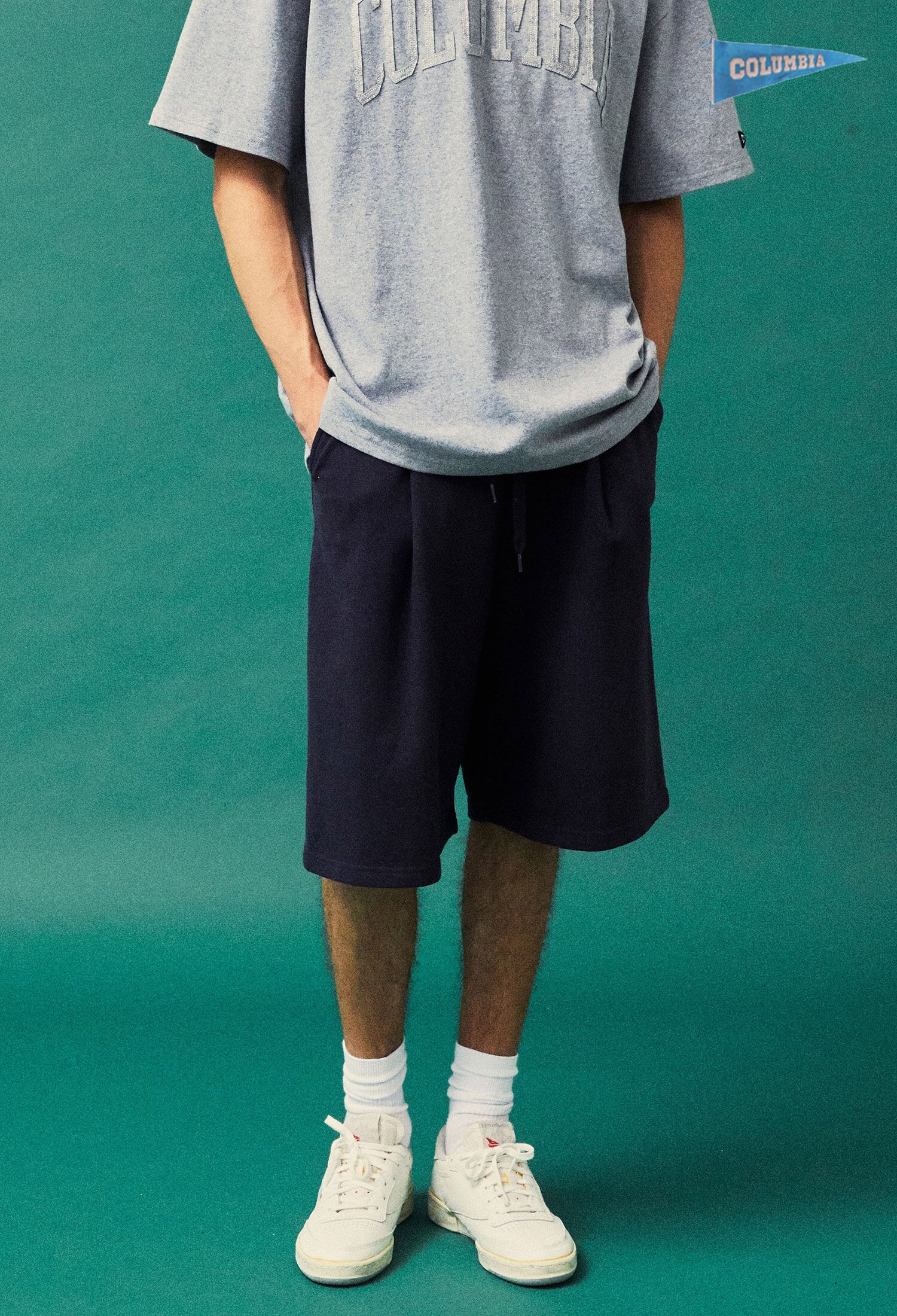 1754 CROWN WIDE FIT PINTUCK SHORTS PANTS 크라운네이비