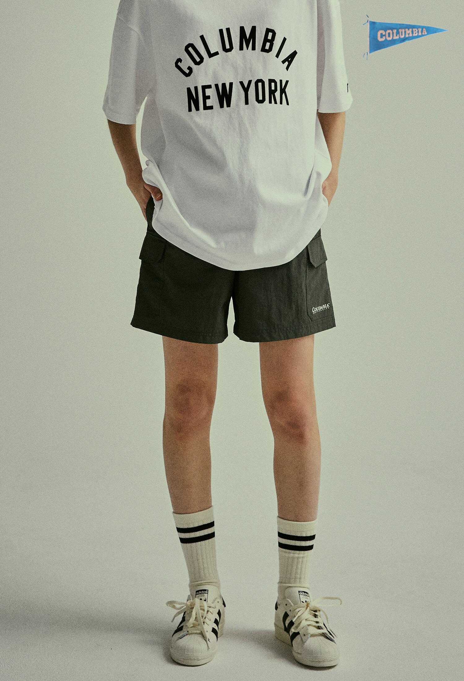CU SIGNATURE CARGO NYLON SHORTS PANTS 그레이시카키