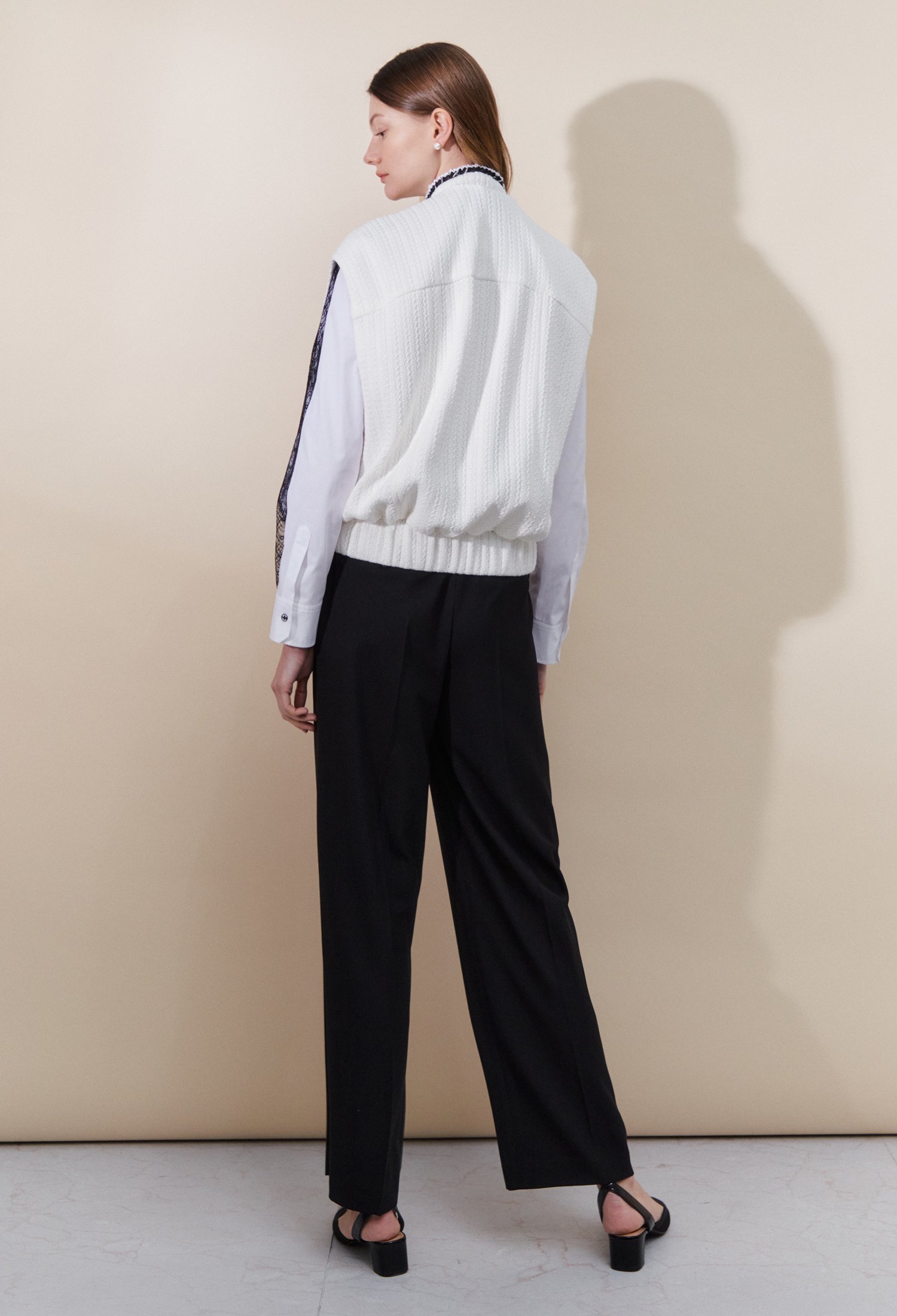 브레이드 포인트 코튼 베스트 (WHITE)