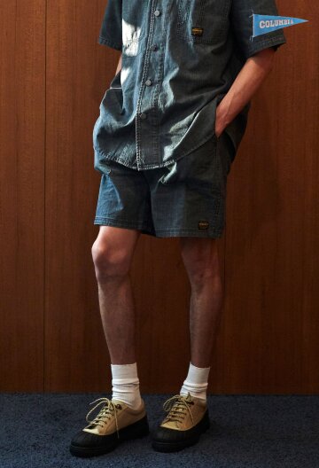 MIL-LABEL DENIM FATIGUE SHORTS PANTS 블랙데님