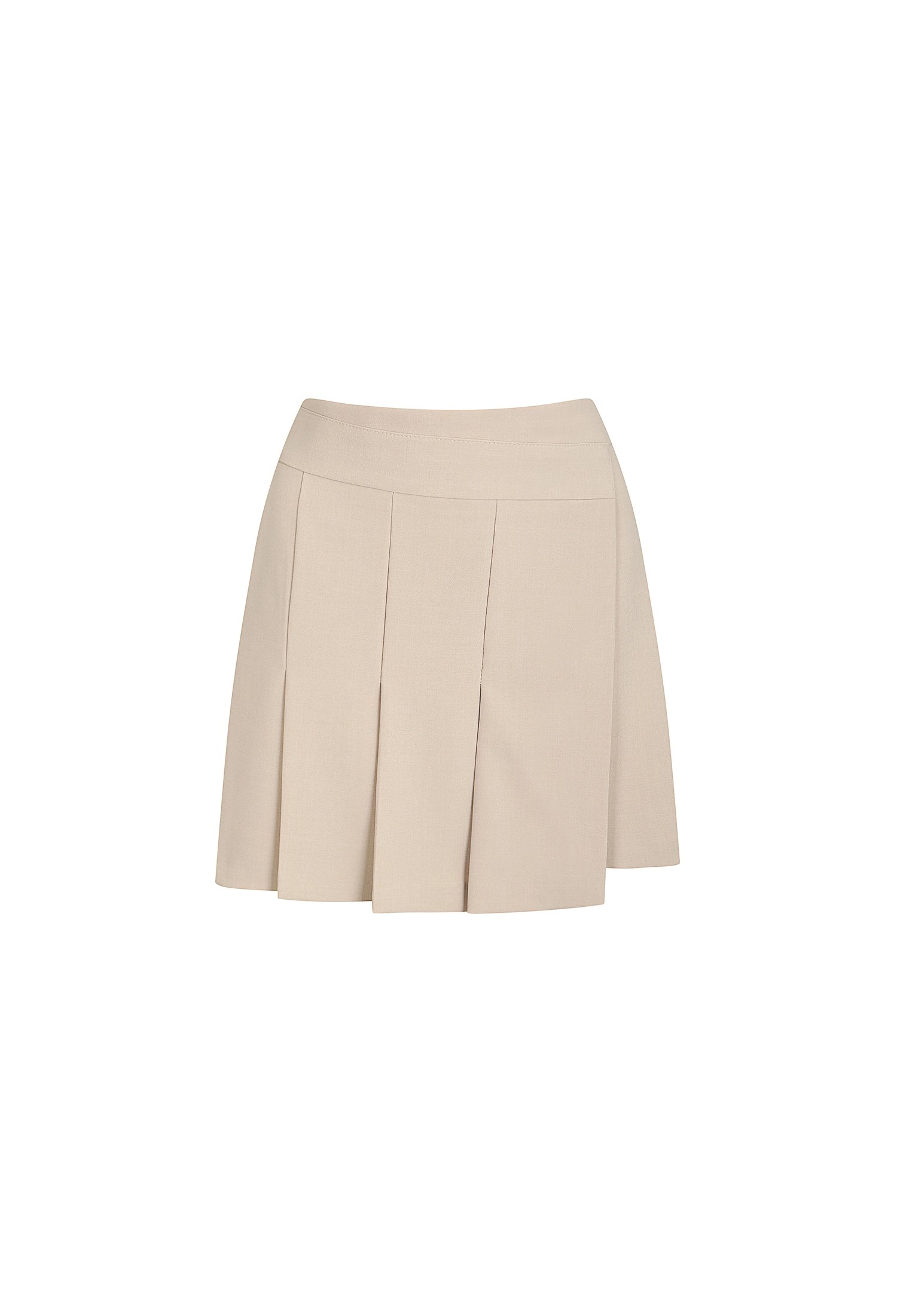 백 밴딩 랩 플리츠 미니 스커트 (BEIGE)