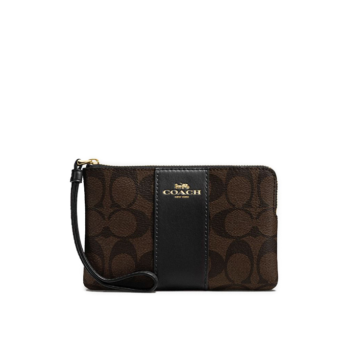 COACH CORNER ZIP WRISTLET IN SIGNATURE CANVAS 58035 IMCBI