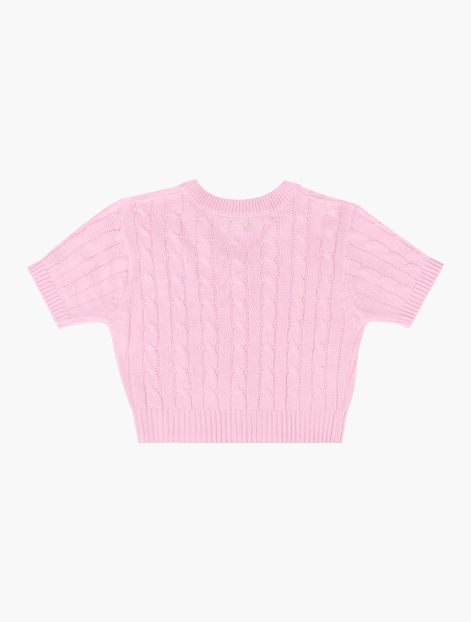 CABLE V.NECK SWEATER_PINK