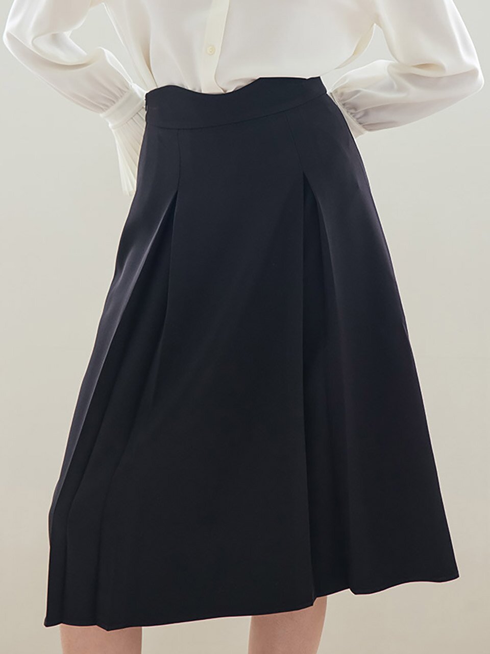 WED_Irregular high-waist skirt_BLACK