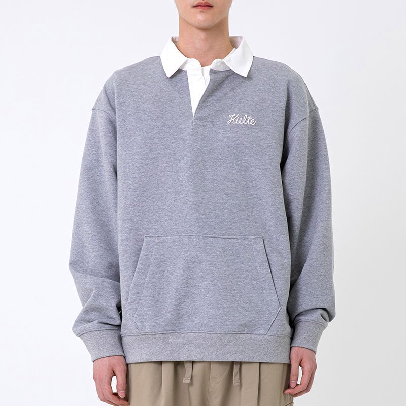 SCRIPT RUGBY CREWNECK 멜란지그레이
