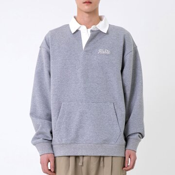 SCRIPT RUGBY CREWNECK 멜란지그레이