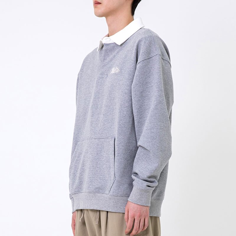 SCRIPT RUGBY CREWNECK 멜란지그레이