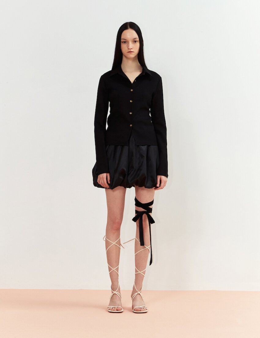 VOLUME STRING SKIRT (BLACK)