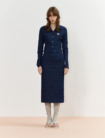 DENIM FITTED SHIRT TOP