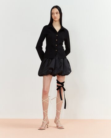 BUTTON DOWN SHIRT&CARDIGAN (BLACK)