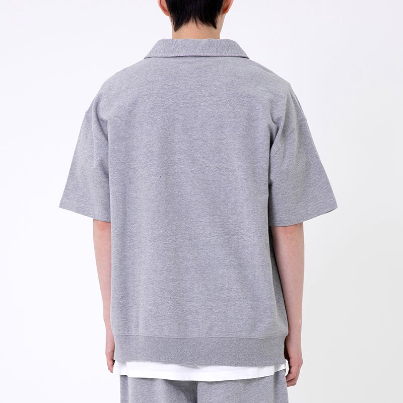 HARF ZIP SHORT SLEEVE CREWNECK 멜란지그레이
