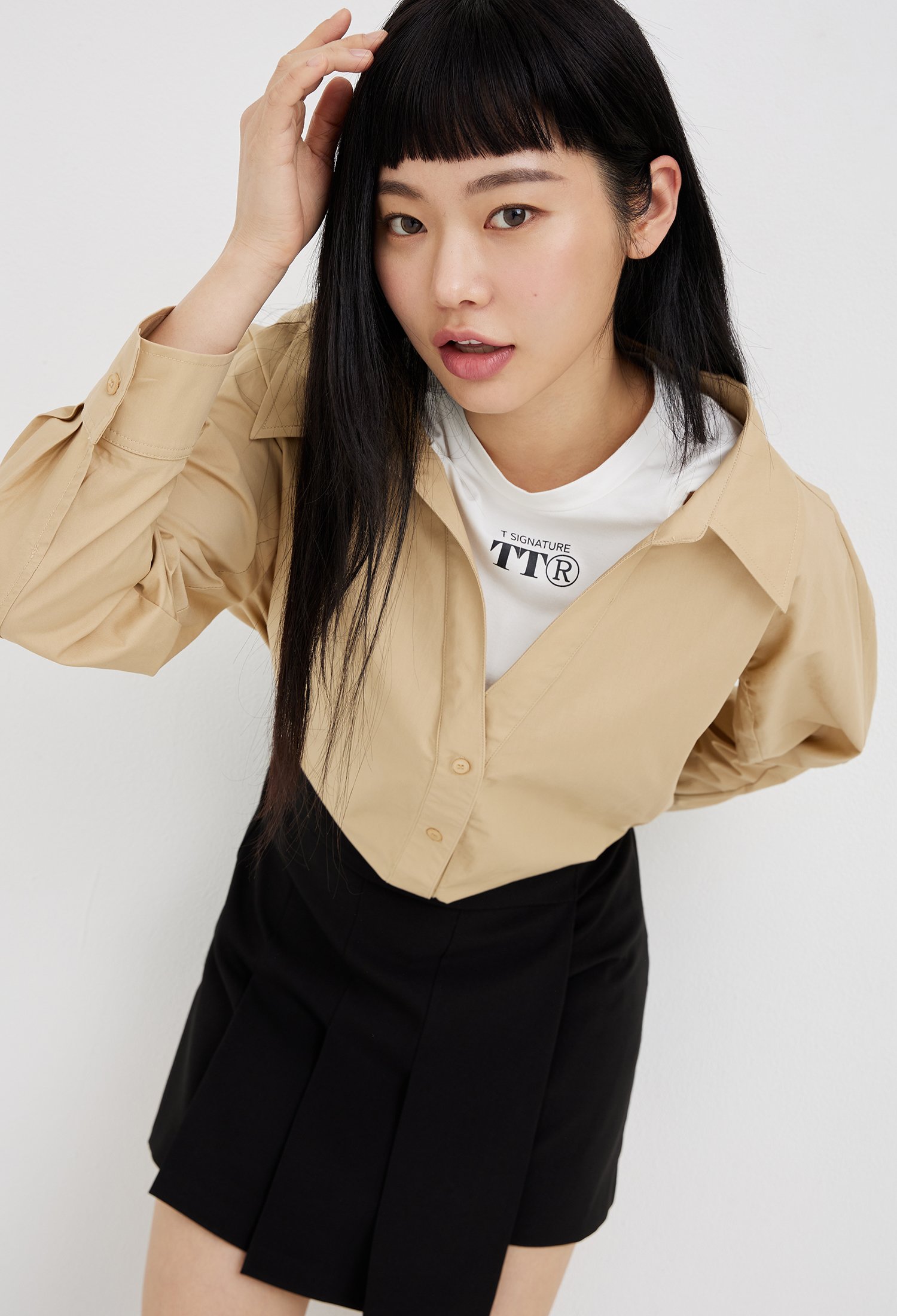 티셔츠 레이어드 블라우스 (BEIGE)