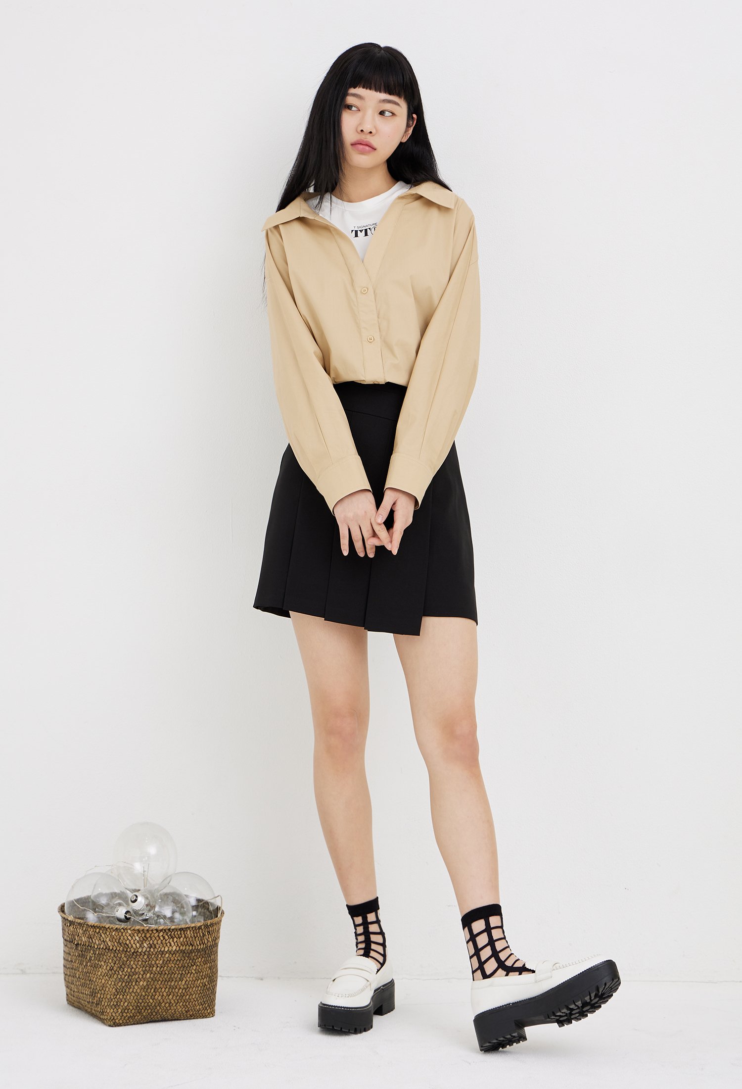 티셔츠 레이어드 블라우스 (BEIGE)
