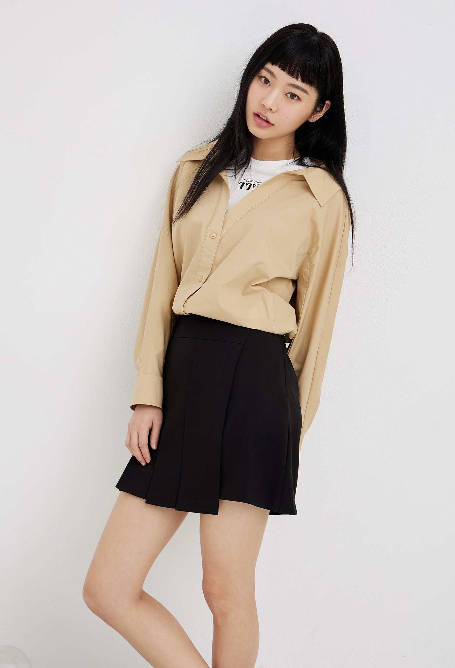 티셔츠 레이어드 블라우스 (BEIGE)