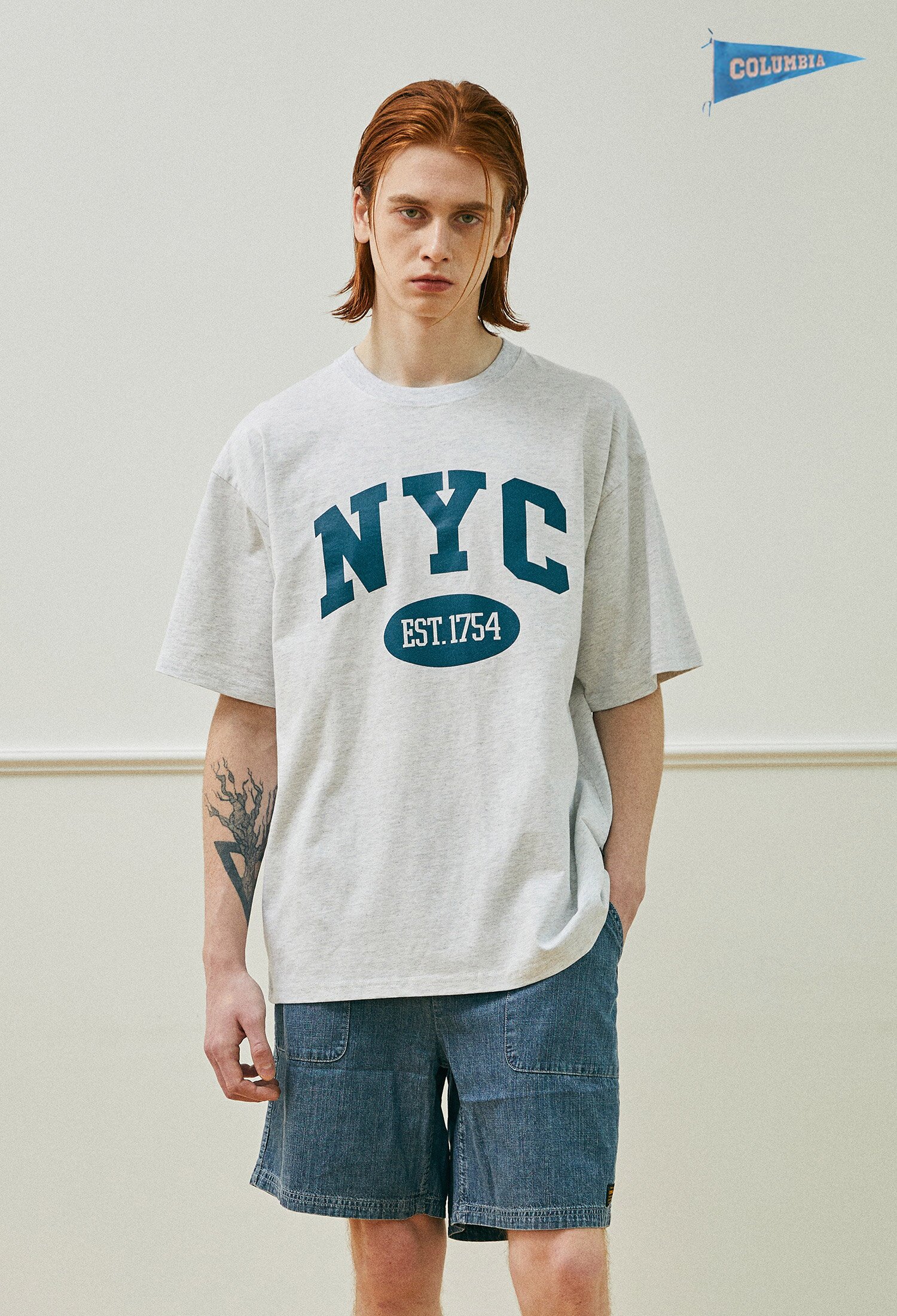 NYC ARCH LOGO S/S T-SHIRTS L그레이
