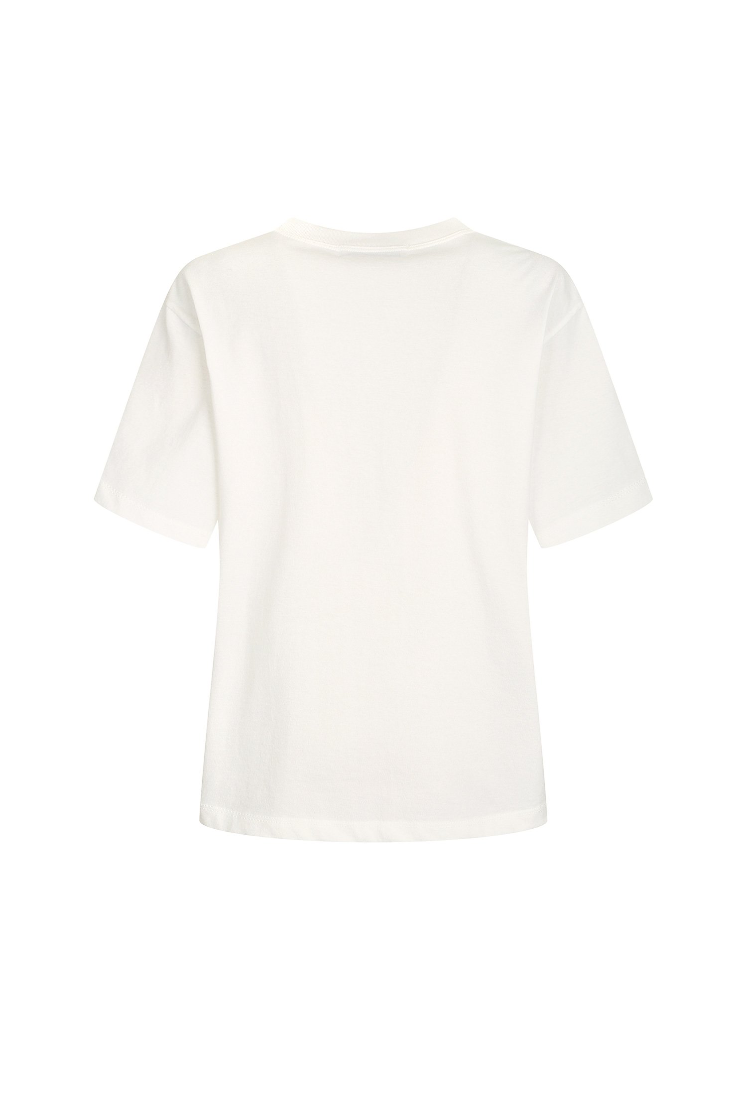 큐빅 장식 자수 티셔츠 (WHITE)