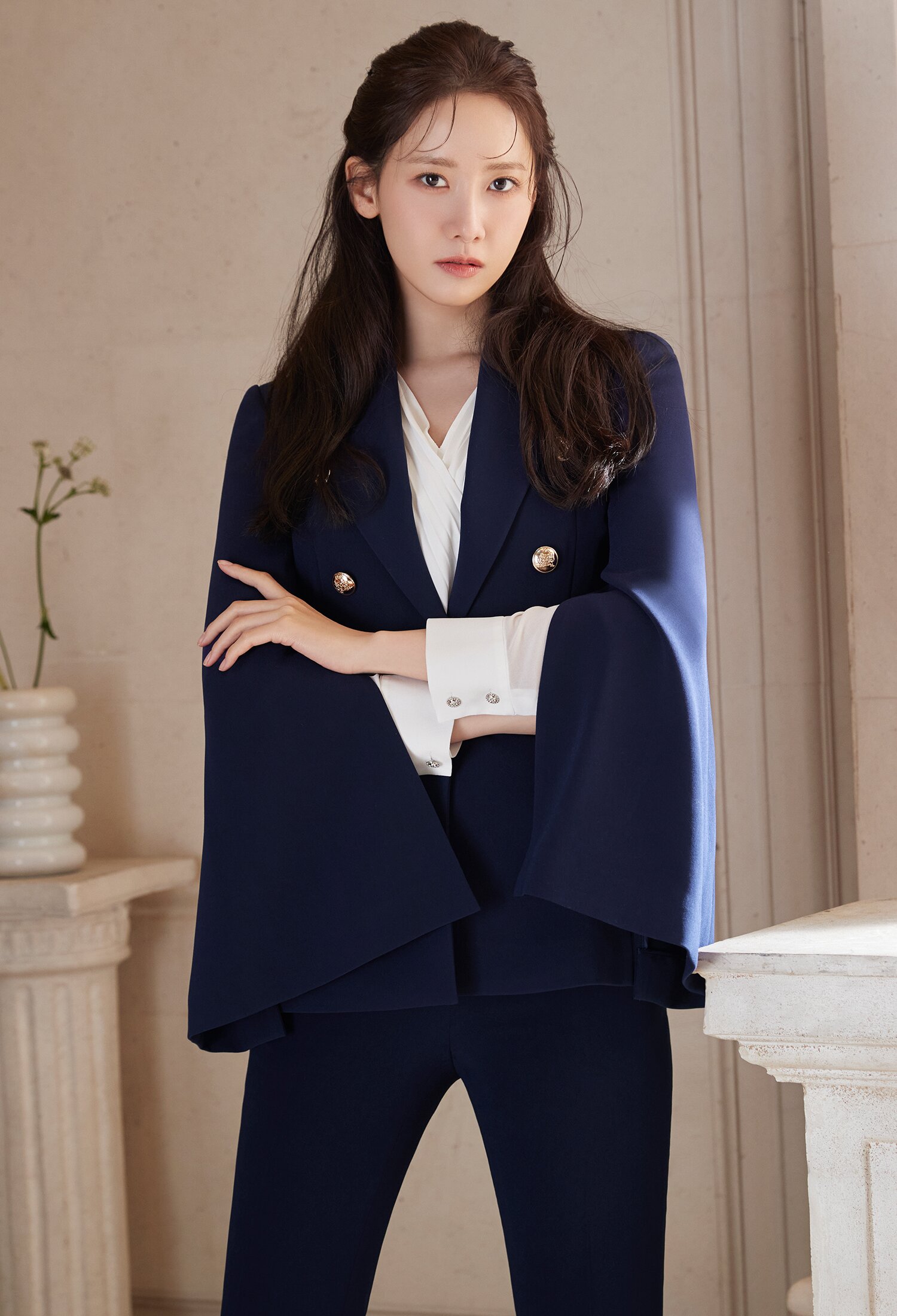 플레어 슬릿 슬리브 더블 버튼 재킷 (DARK/NAVY)