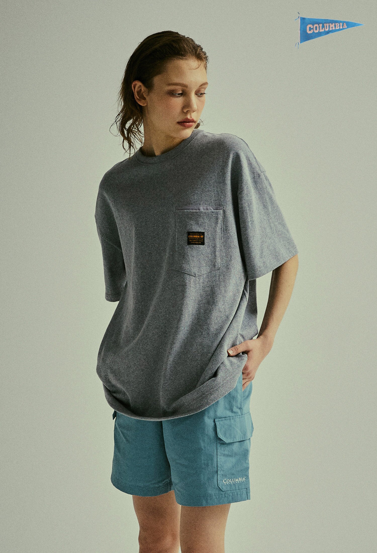 MIL-LABEL POCKET S/S T-SHIRTS M그레이