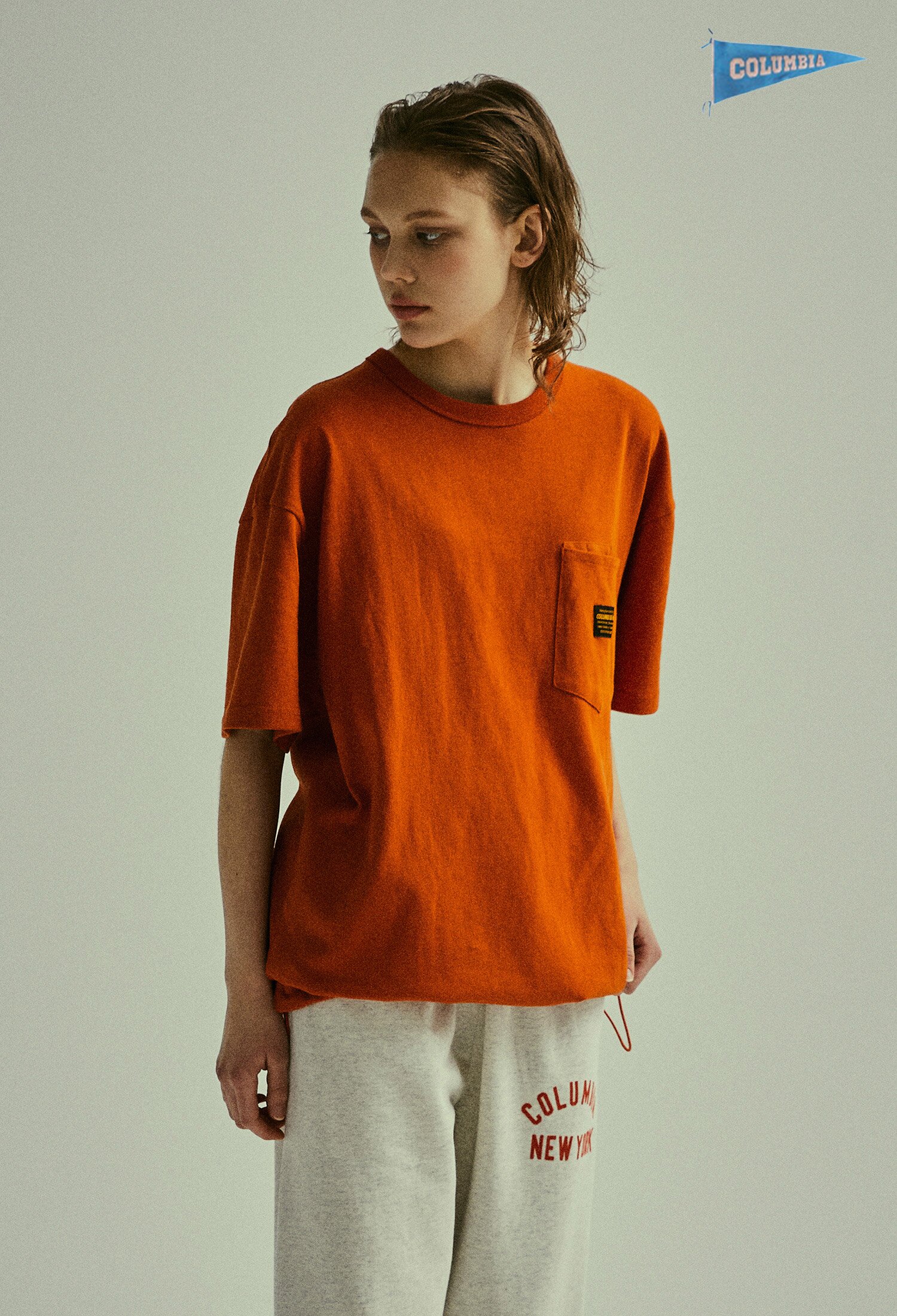 MIL-LABEL POCKET S/S T-SHIRTS 오렌지