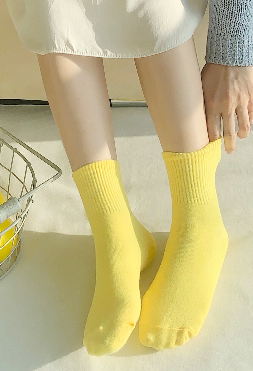 여성 4계절 네온 밴딩 중목양말 10켤레