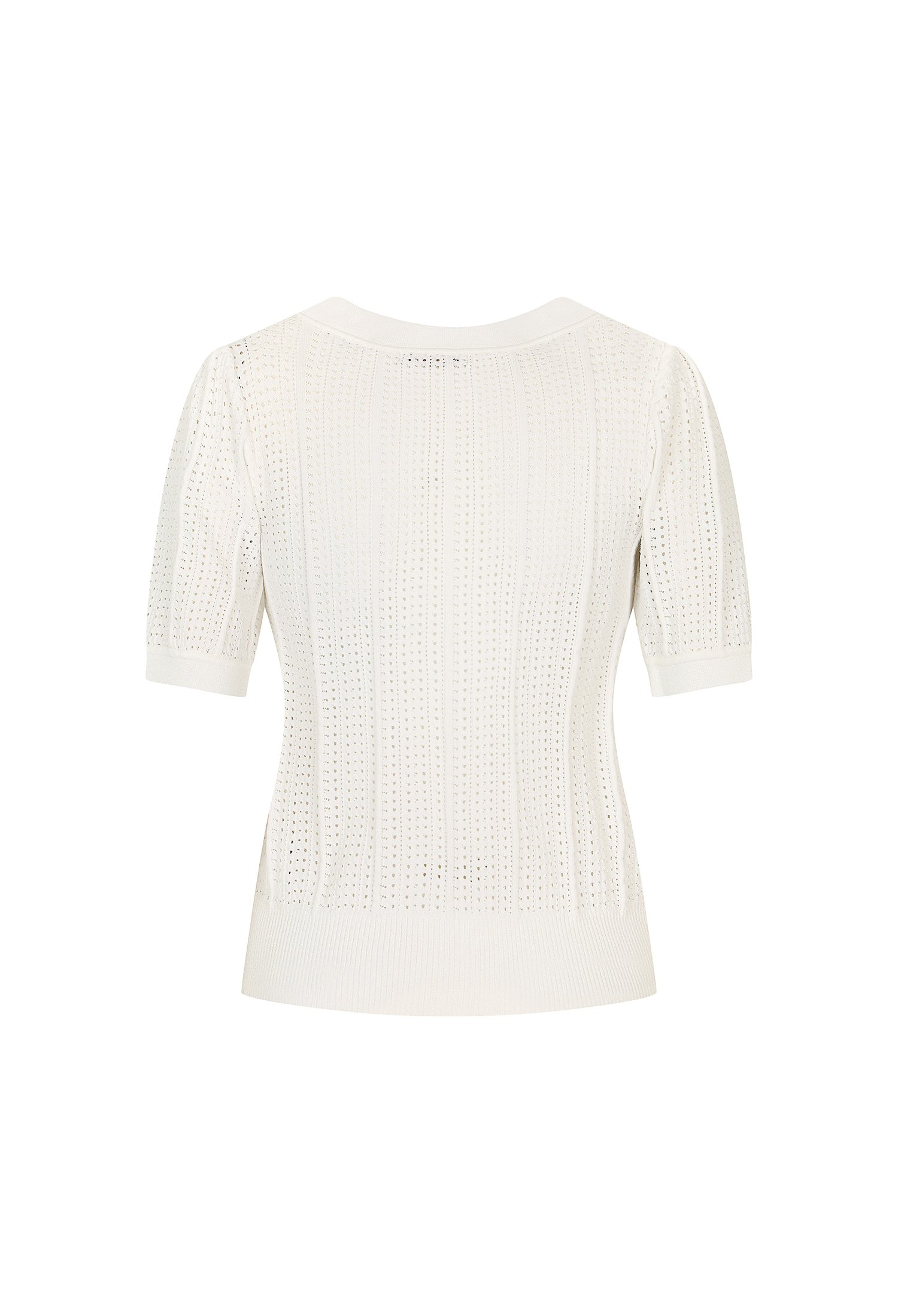 메탈사 배색 펀칭 가디건 (WHITE)