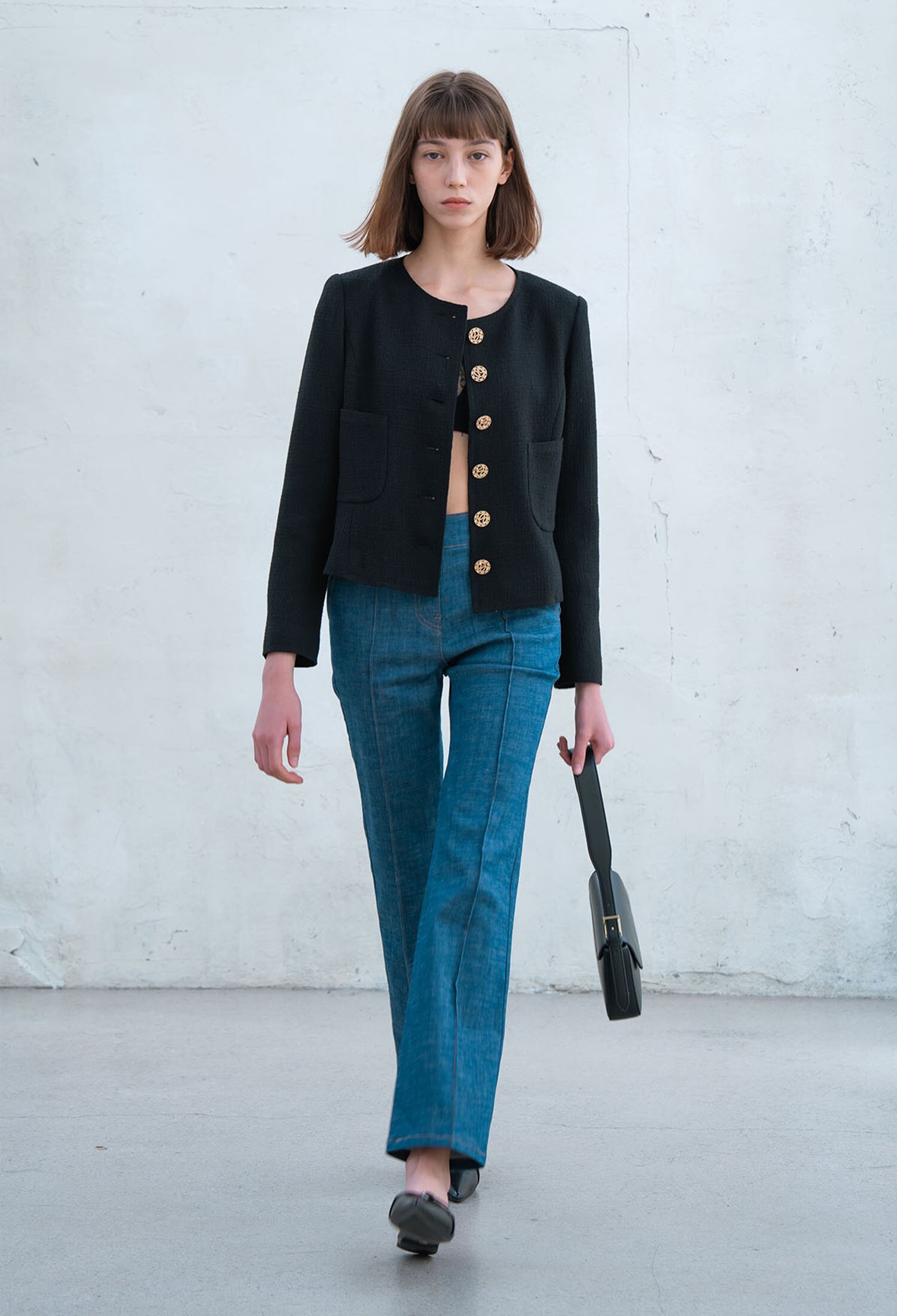 TWEED LINEN JACKET BLACK