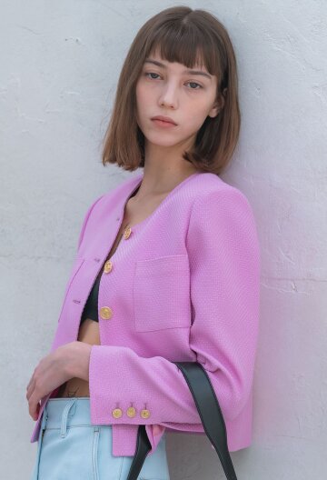 CAREE TWEED CROP JACKET LV PINK