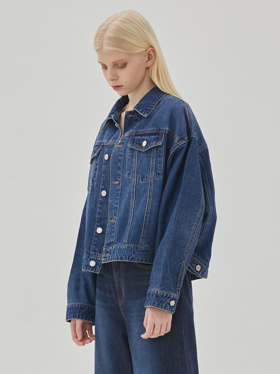 DOLMAN SLEEVE OVERSIZE DENIM JACKET INDIGO