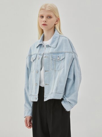 DOLMAN SLEEVE OVERSIZE DENIM JACKET LIGHT BLUE
