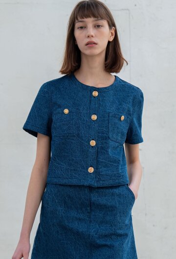 WASHED DENIM HALF SLEEVE JACKET