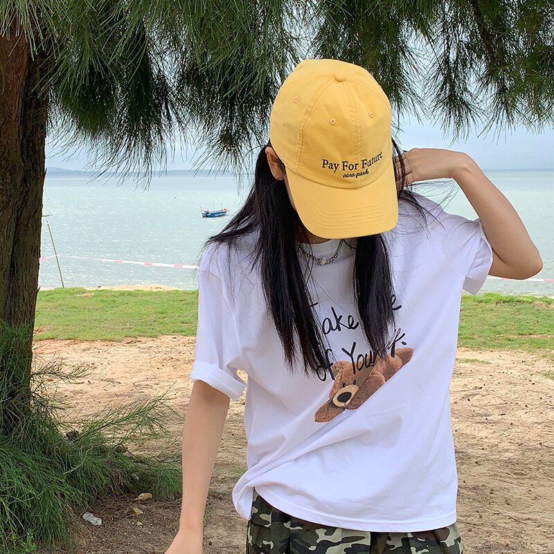 온더모먼트 PAY FOR FUTURE 워싱 볼캡 C1 옐로우