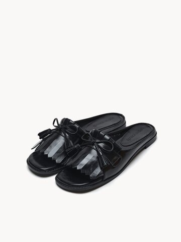 태슬 리본 슬리퍼_블랙