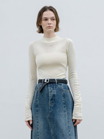 EK_Half-neck pleated top_IVORY
