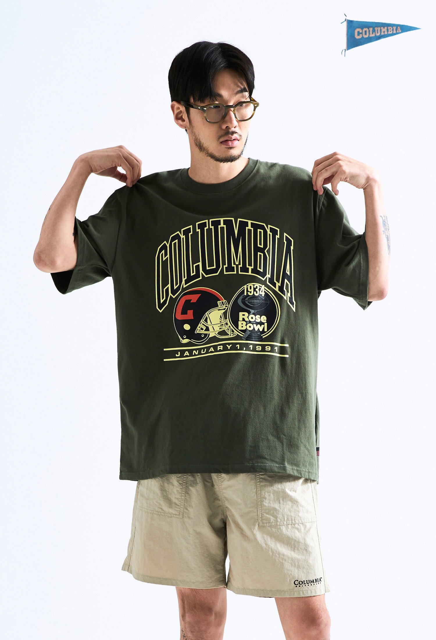 90S ROSEBOWL FOOTBALL T-SHIRTS 카키