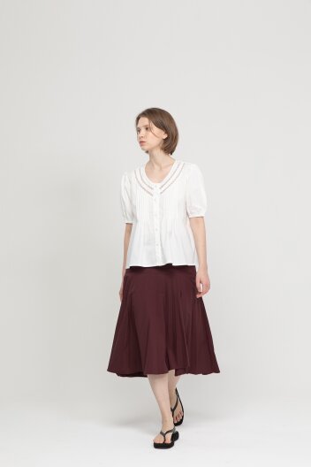 Flare long skirt - Wine