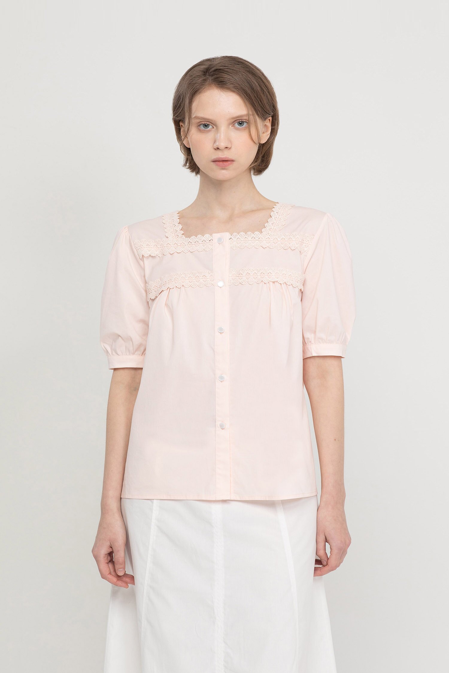 Square-neck blouse - Pink