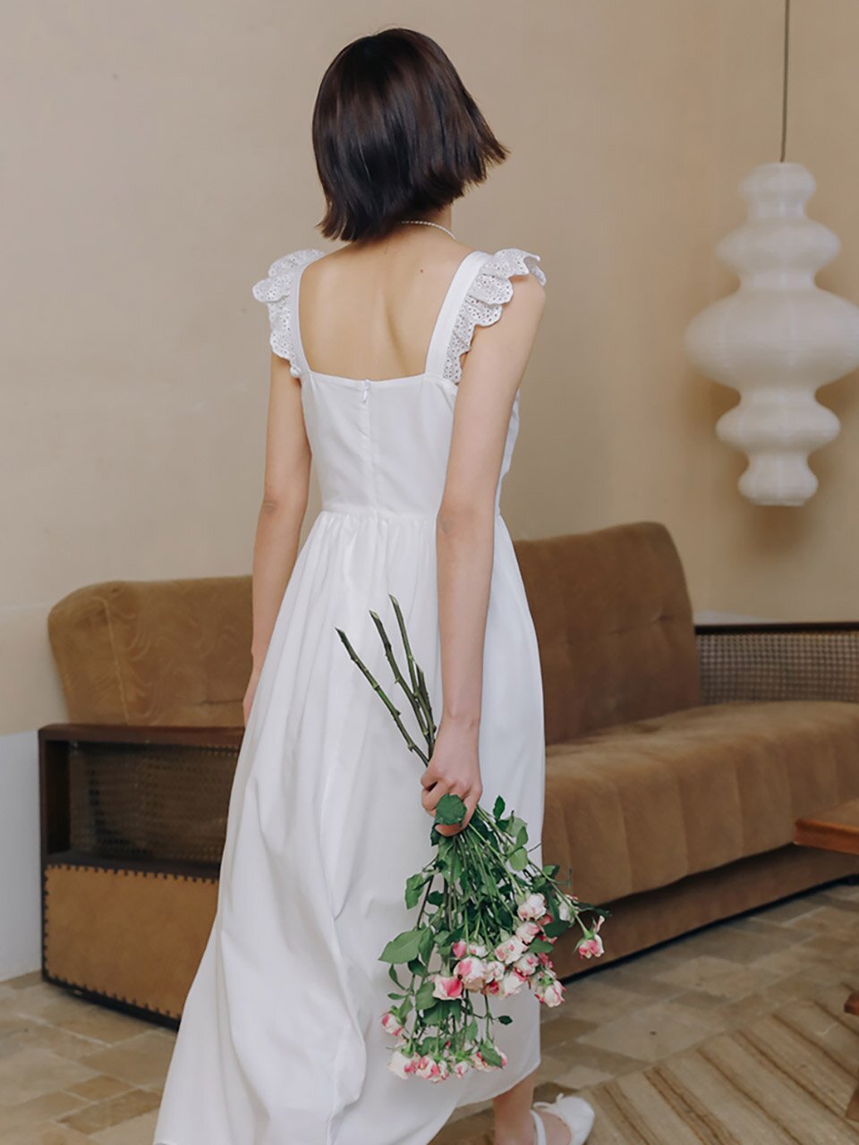 LS_Lovey white lace sleeveless dress