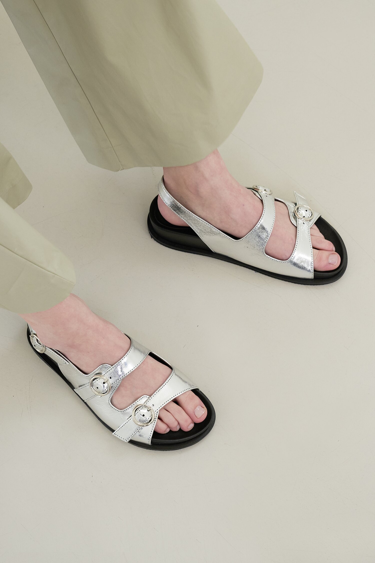 Oscar Sandals Leather Silver