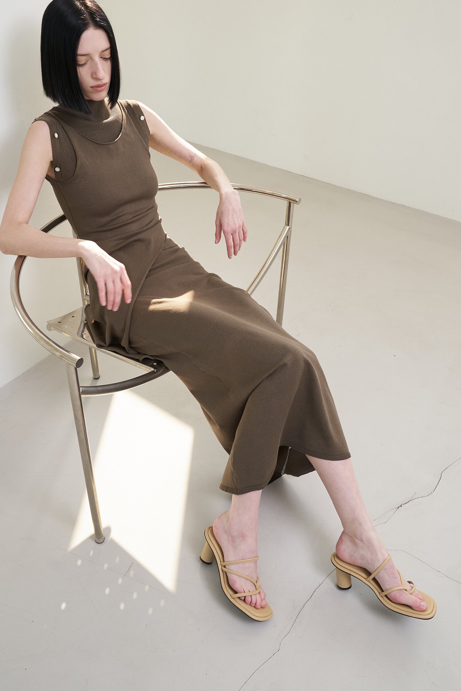 Maya Sandals Leather Beige 7cm