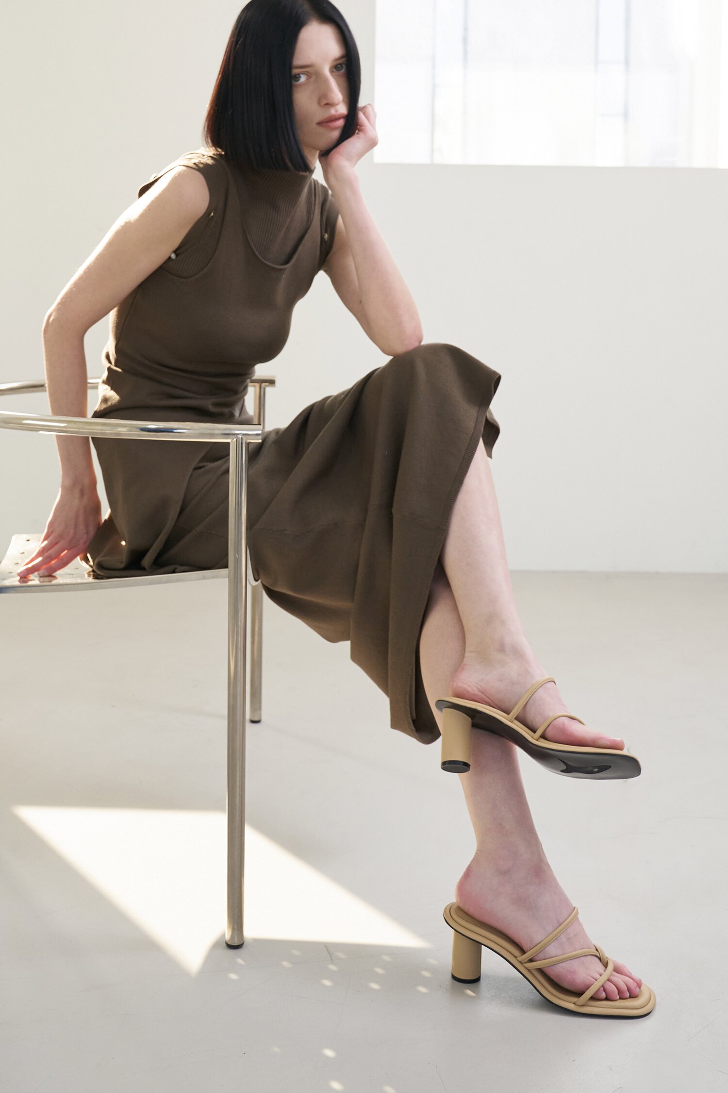 Maya Sandals Leather Beige 7cm