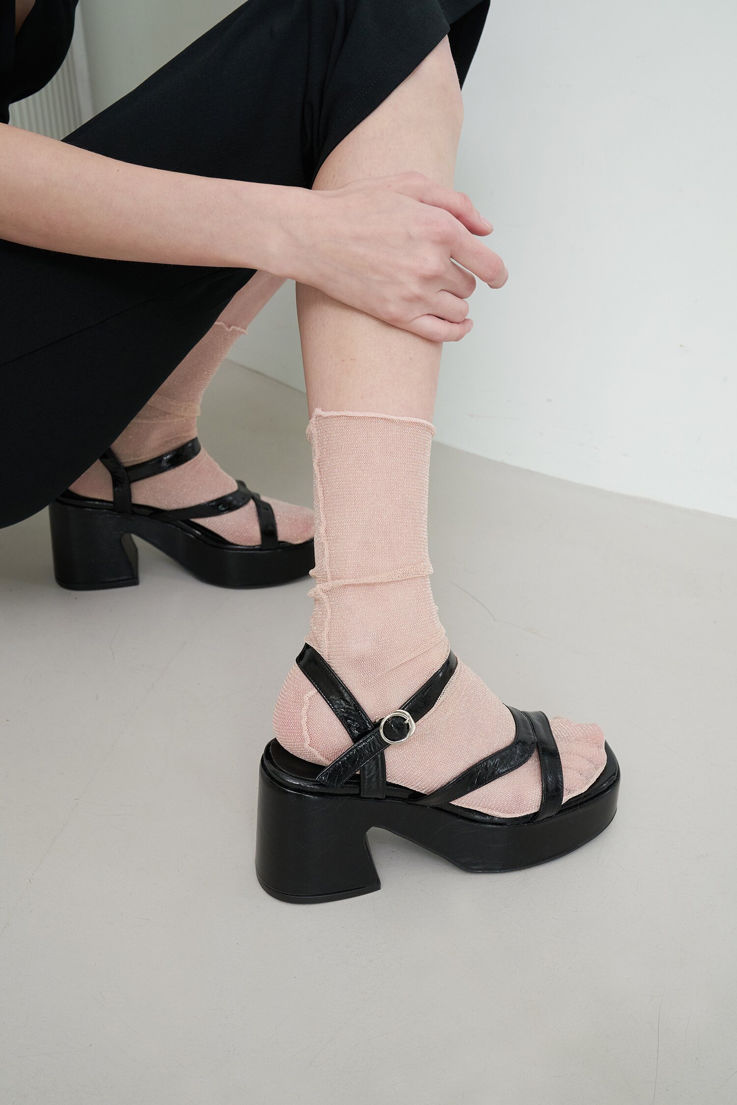 Kai Flatform Sandals Leather Black