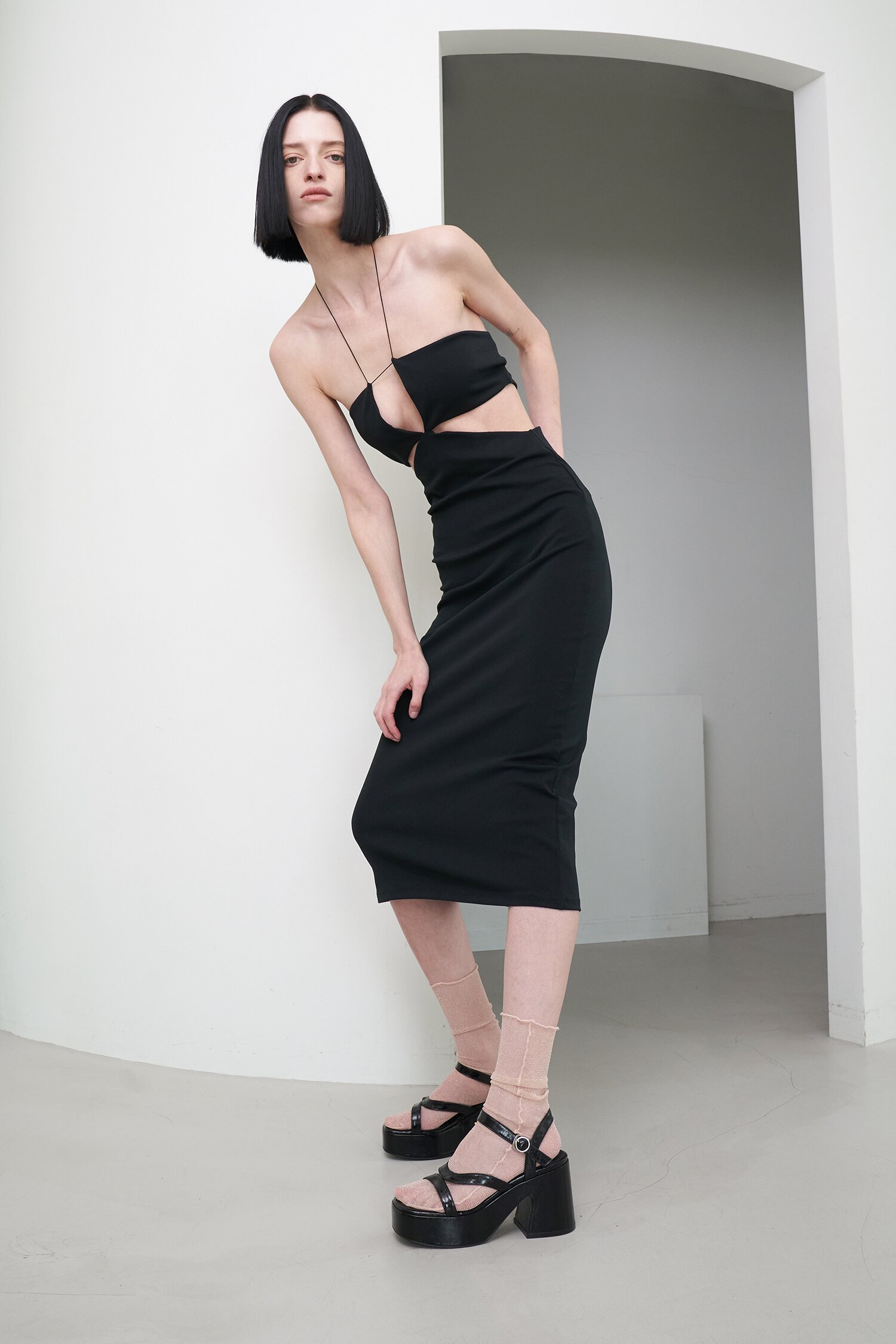 Kai Flatform Sandals Leather Black