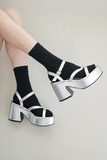Kai Flatform Sandals Leather Silver카이플랫폼샌들 실버