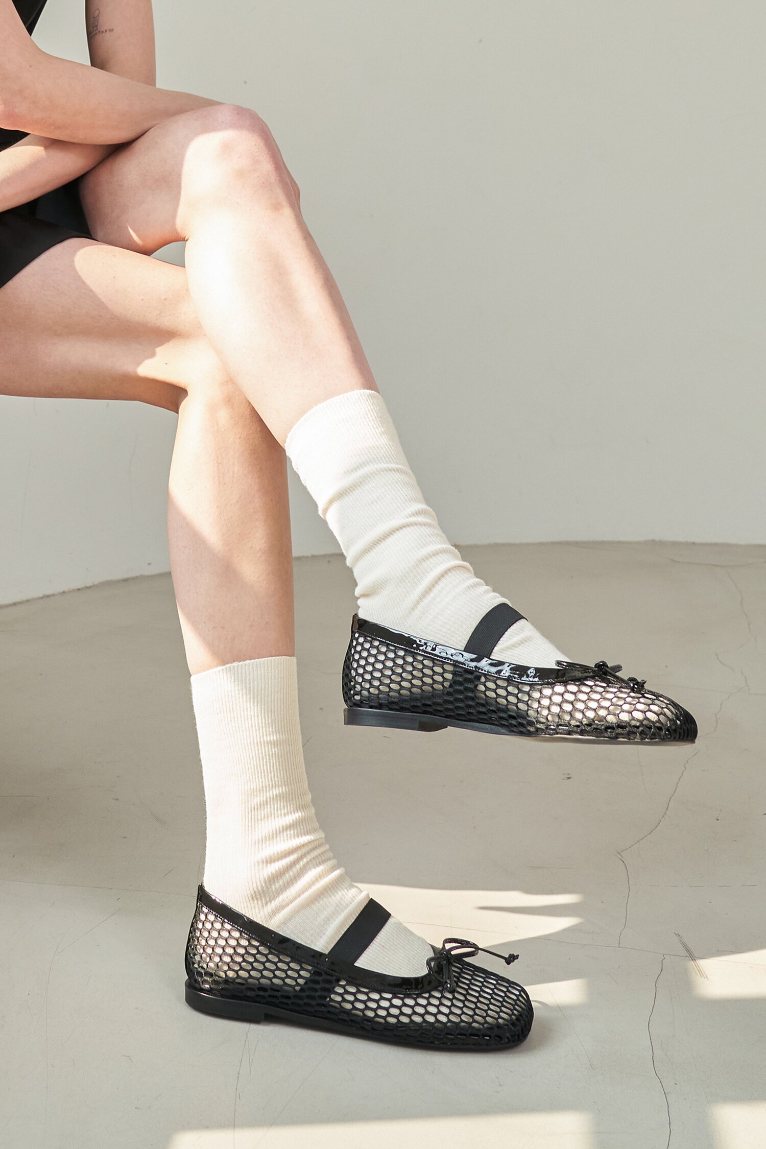 Lumi Ballet Flats Mesh Black