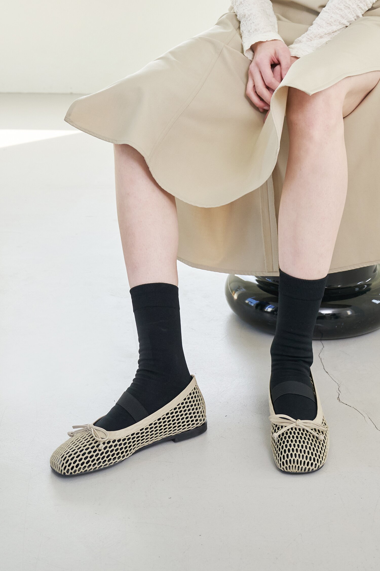 Lumi Ballet Flats Mesh Beige