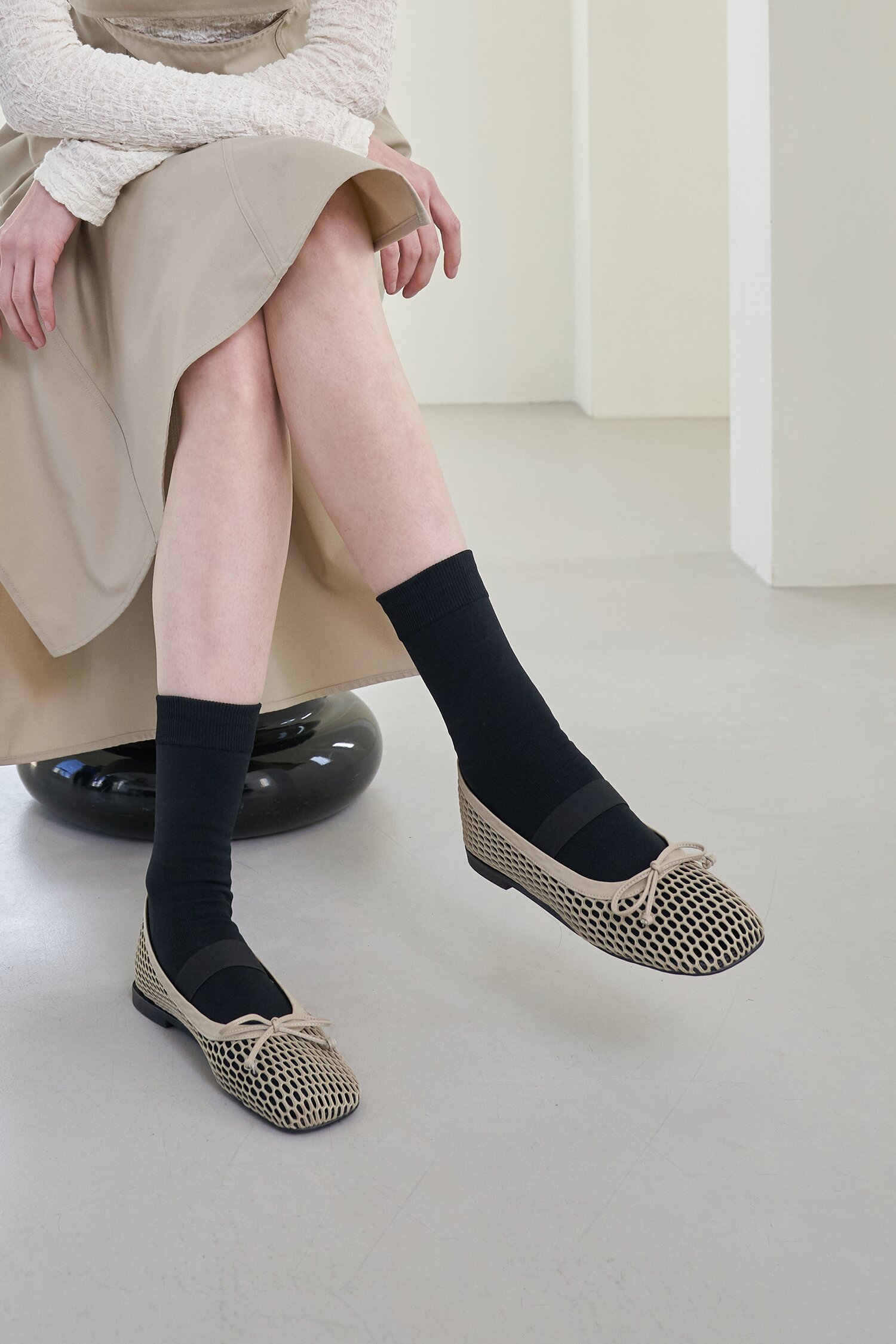 Lumi Ballet Flats Mesh Beige
